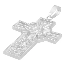 Dije Cruz Cristo Espíritu Santo Plata Ley .925 Ancha Religiosa - Imagen 4