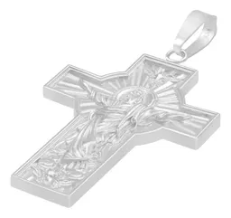 Dije Cruz Cristo Espíritu Santo Plata Ley .925 Ancha Religiosa - Imagen 4