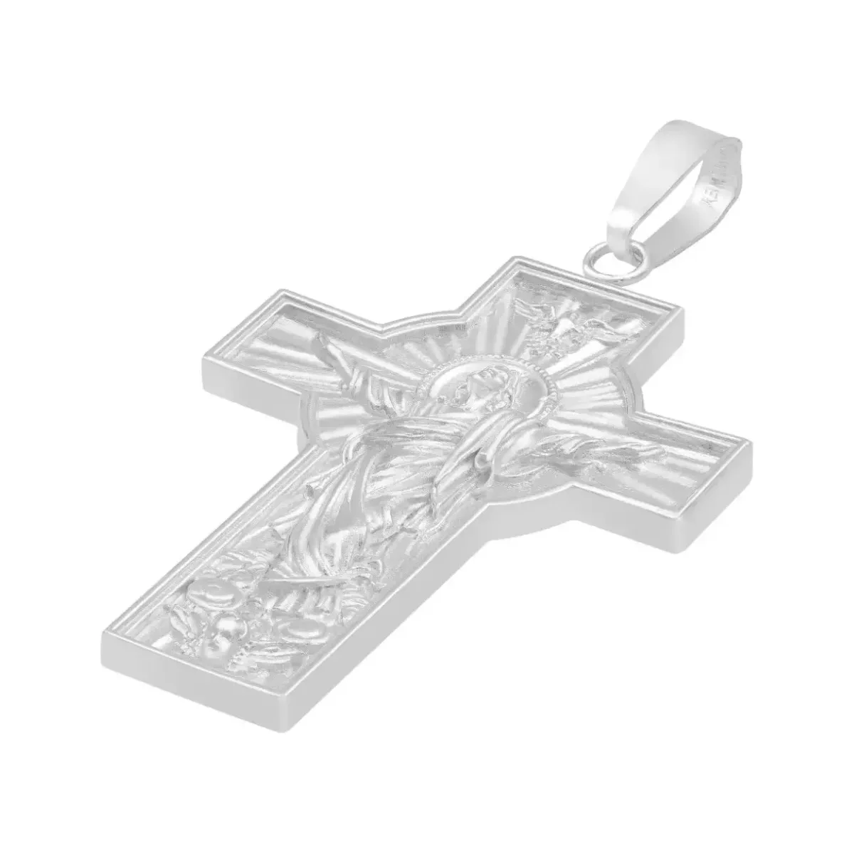 Dije Cruz Cristo Espíritu Santo Plata Ley .925 Ancha Religiosa - Imagen 4
