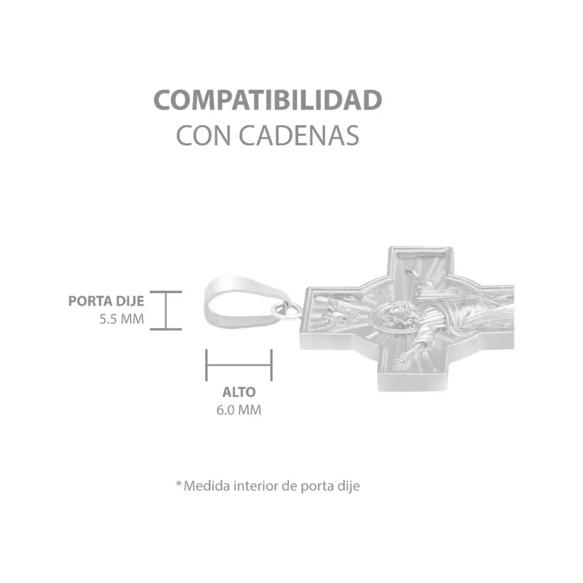 Dije Cruz Cristo Espíritu Santo Plata Ley .925 Ancha Religiosa - Imagen 6