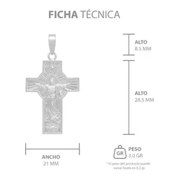Dije Cruz Cristo Espíritu Santo Plata Ley .925 Ancha Religiosa - Imagen 7