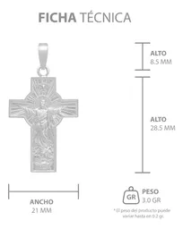 Dije Cruz Cristo Espíritu Santo Plata Ley .925 Ancha Religiosa - Imagen 7