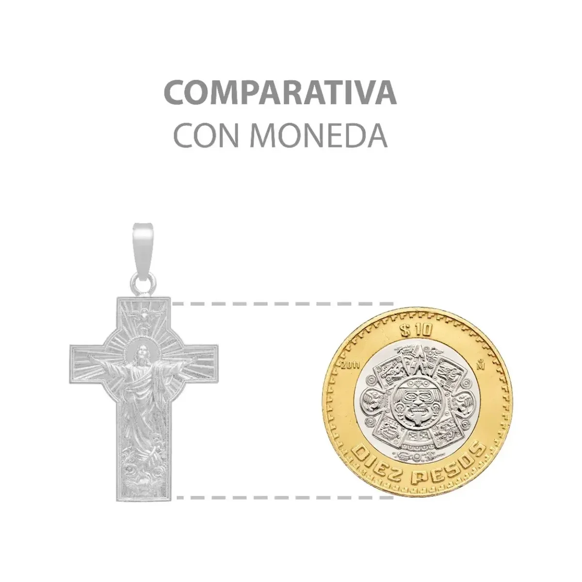 Dije Cruz Cristo Espíritu Santo Plata Ley .925 Ancha Religiosa - Imagen 8