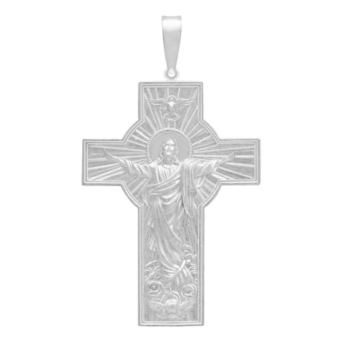 Dije Cruz Cristo Espíritu Santo Plata 925 para hombre, joyería atemporal mexicana. Colgante de protección, diseño minimalista