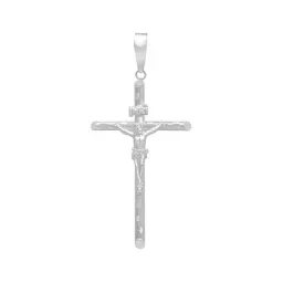 Dije Cruz Cristo Plata 925 Diamantado Ajedrez Tubular - Imagen 1