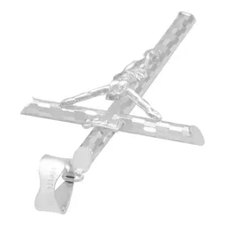 Dije Cruz Cristo Plata 925 Diamantado Ajedrez Tubular - Imagen 5