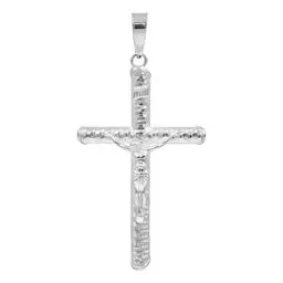 Dije Cruz Cristo Plata 925 Diseño Tubular Diamantado Unisex - Imagen 1