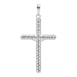 Dije Cruz Cristo Plata 925 Diseño Tubular Diamantado Unisex - Imagen 2