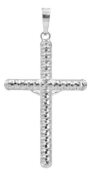 Dije Cruz Cristo Plata 925 Diseño Tubular Diamantado Unisex - Imagen 2