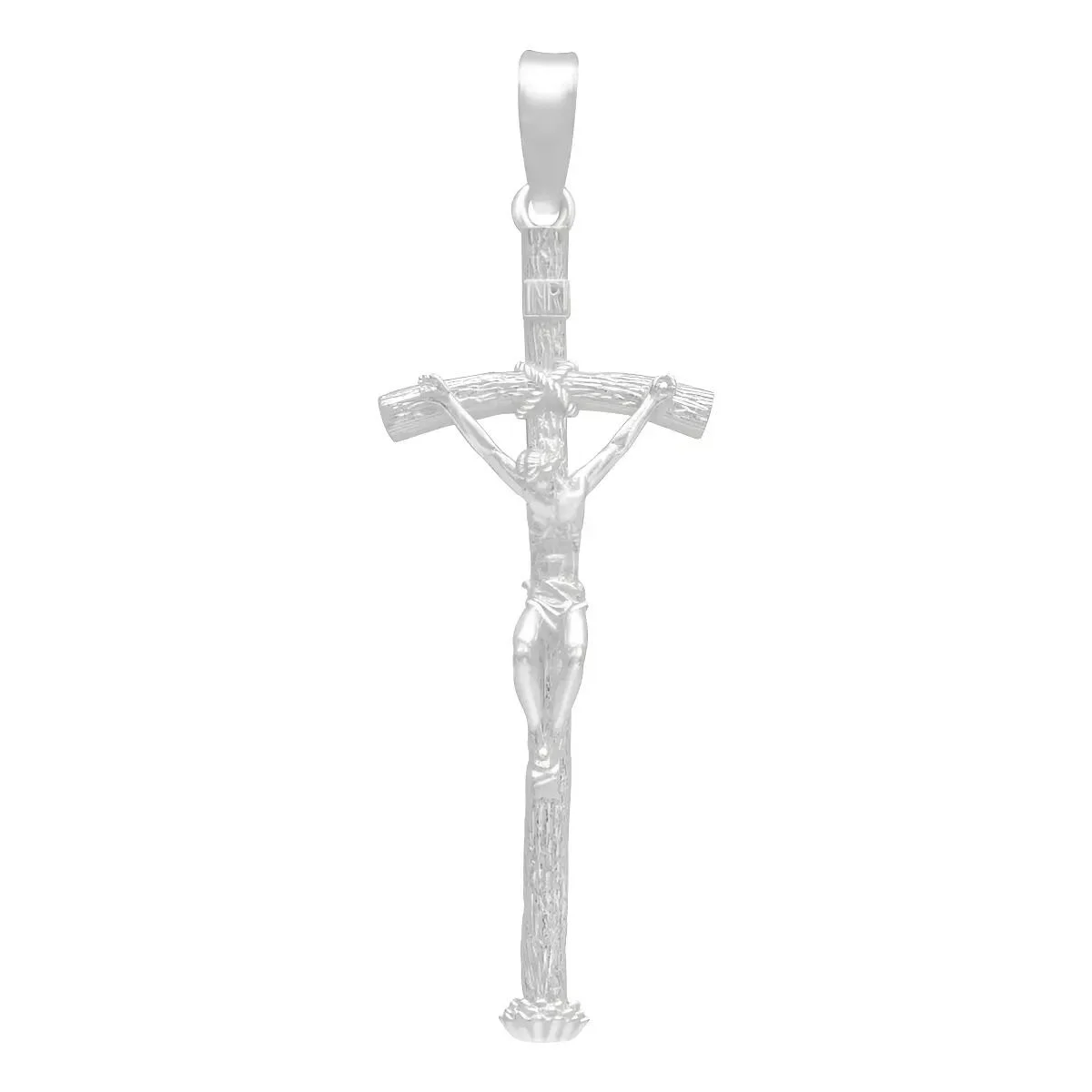 Dije Cruz Crucificado con Ramas Plata Ley 925, joyería artesanal mexicana, dije religioso plata, cruz de plata .925, diseño d