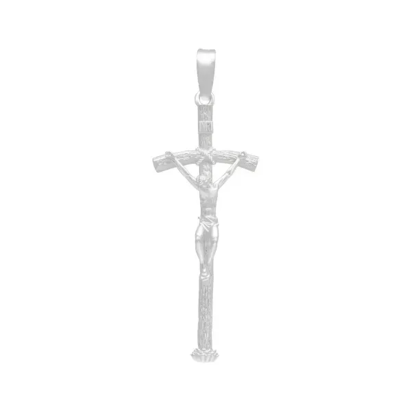 Dije Cruz Crucificado con Ramas Plata Ley 925 Artesanal - Imagen 1