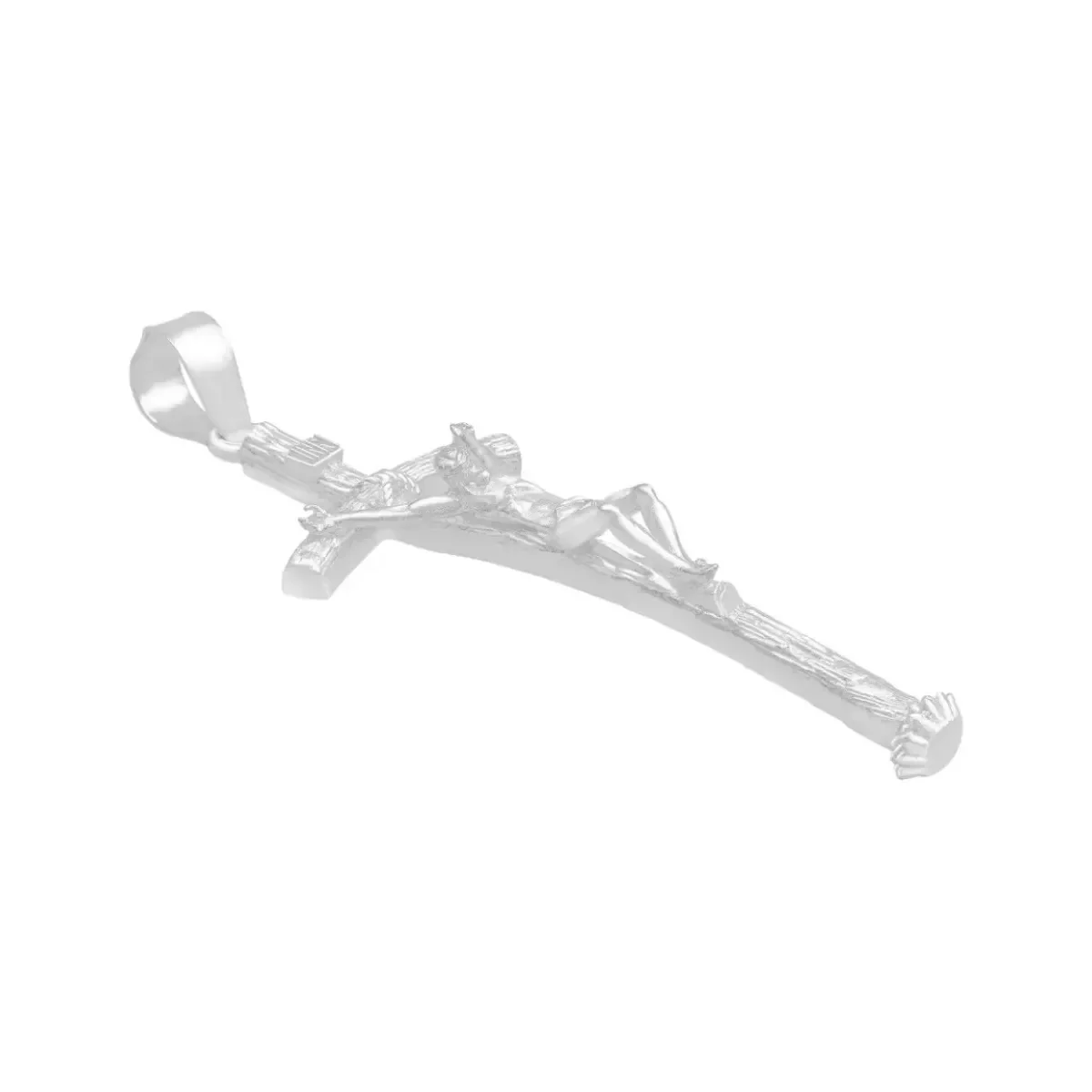 Dije Cruz Crucificado con Ramas Plata Ley 925 Artesanal - Imagen 3