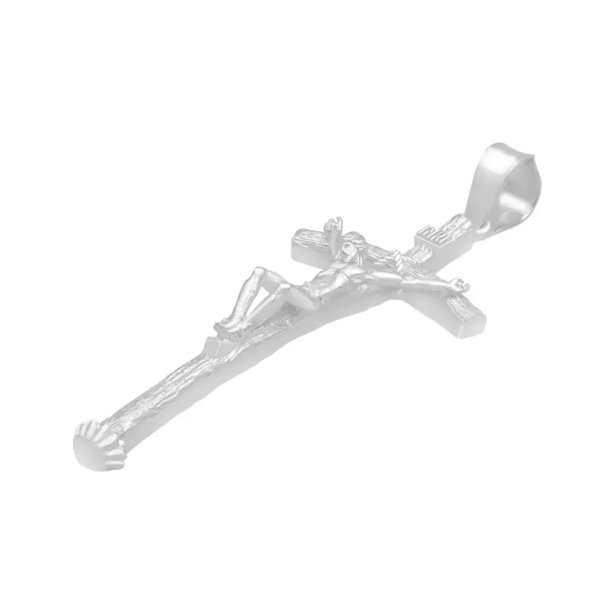 Dije Cruz Crucificado con Ramas Plata Ley 925 Artesanal - Imagen 4