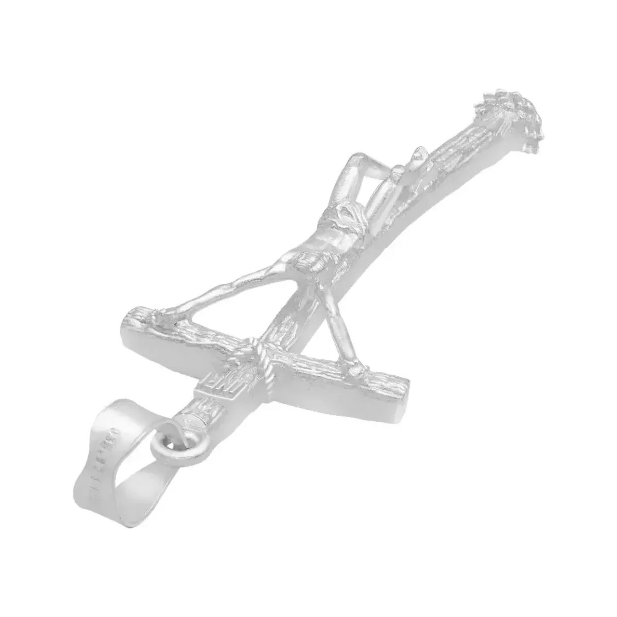 Dije Cruz Crucificado con Ramas Plata Ley 925 Artesanal - Imagen 5