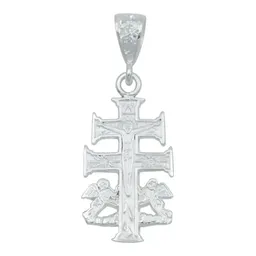 Dije Cruz de Caravaca Plata 925 con Ángeles para Hombre Grabado - Imagen 1