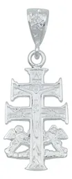 Dije Cruz de Caravaca Plata 925 con Ángeles para Hombre Grabado - Imagen 1