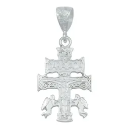 Dije Cruz de Caravaca Plata 925 con Ángeles para Hombre Liso - Imagen 1