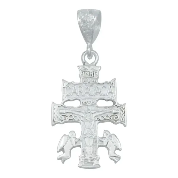 Dije Cruz de Caravaca Plata 925 con Ángeles para Hombre Liso - Imagen 1