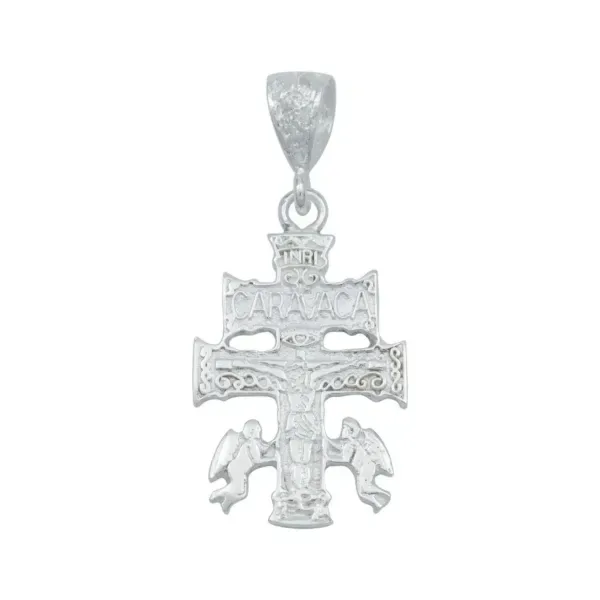 Dije Cruz de Caravaca Plata 925 con Ángeles para Hombre Liso - Imagen 1