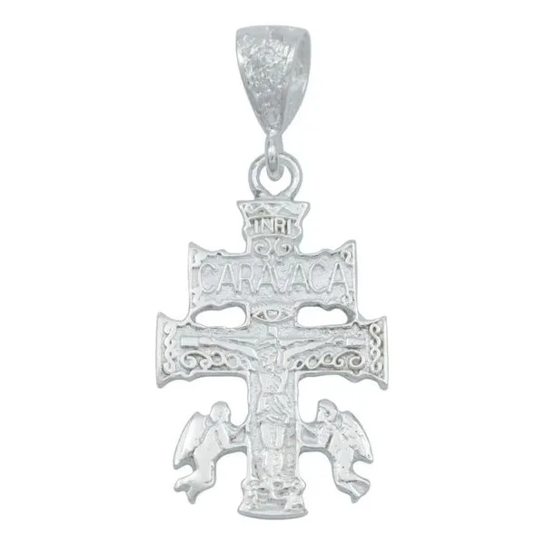 Dije Cruz de Caravaca Plata 925 con Ángeles para Hombre Liso - Imagen 1