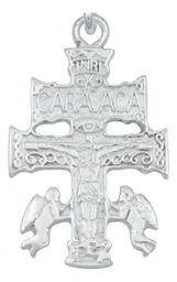 Dije Cruz de Caravaca Plata 925 con Ángeles para Hombre Liso - Imagen 2