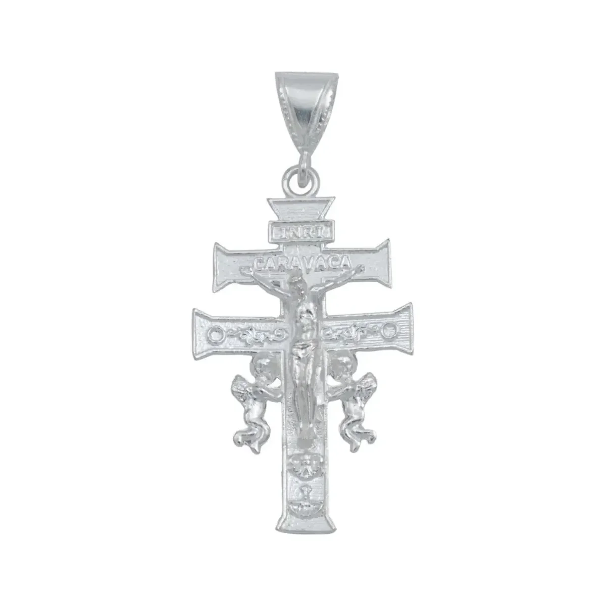 Dije Cruz Caravaca Plata .925 grande para hombre, amuleto de protección, joyería espiritual masculina, diseño duradero y con