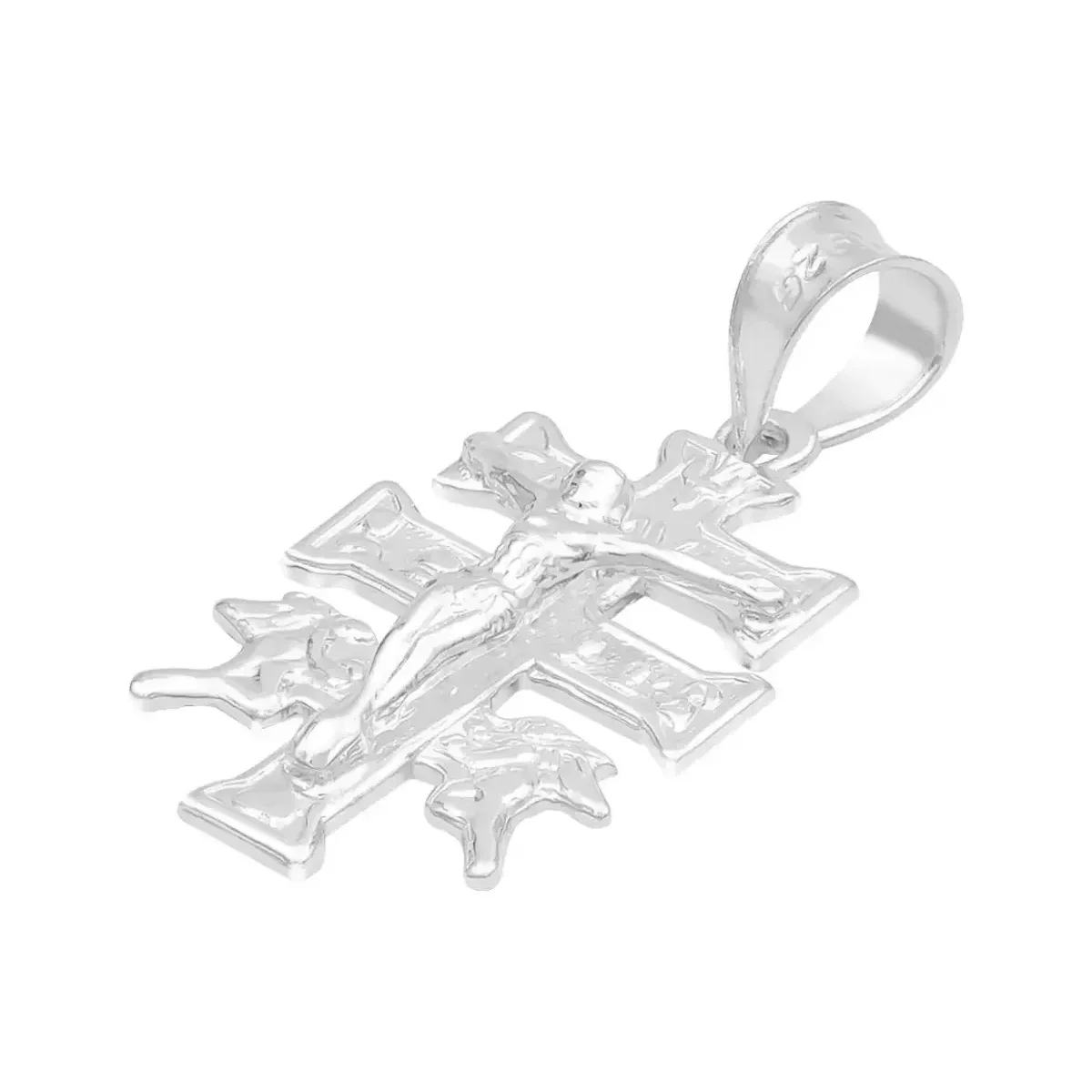 Dije Cruz De Caravaca Plata 925 Troquelada Cristo Y Ángeles Religioso - Imagen 3