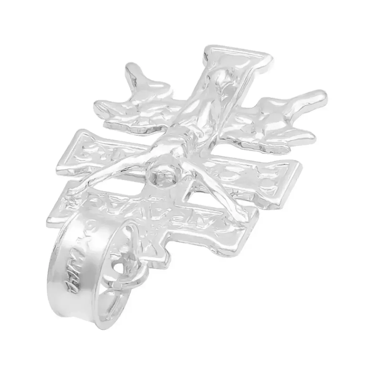 Dije Cruz De Caravaca Plata 925 Troquelada Cristo Y Ángeles Religioso - Imagen 4