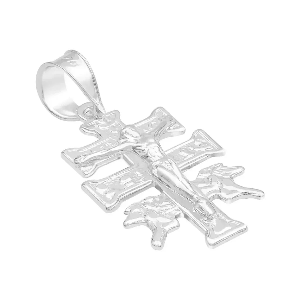 Dije Cruz De Caravaca Plata 925 Troquelada Cristo Y Ángeles Religioso - Imagen 8