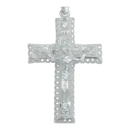 Dije Cruz de Cristo en Relieve Plata 925 con Zirconias - Imagen 2