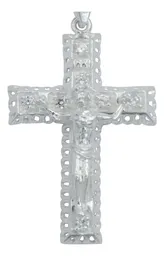 Dije Cruz de Cristo en Relieve Plata 925 con Zirconias - Imagen 2