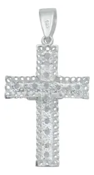 Dije Cruz de Cristo en Relieve Plata 925 con Zirconias - Imagen 3