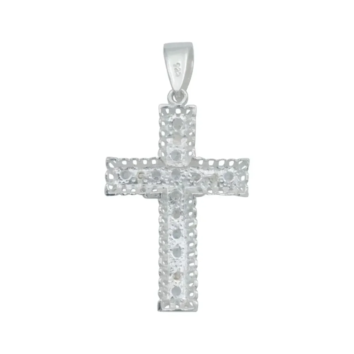 Dije Cruz de Cristo en Relieve Plata 925 con Zirconias - Imagen 3