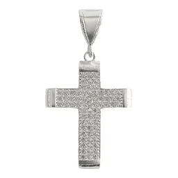 Dije Cruz de Plata Ley 925 con Zirconia para Hombre Estilo Religioso - Imagen 1