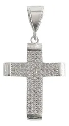 Dije Cruz de Plata Ley 925 con Zirconia para Hombre Estilo Religioso - Imagen 1