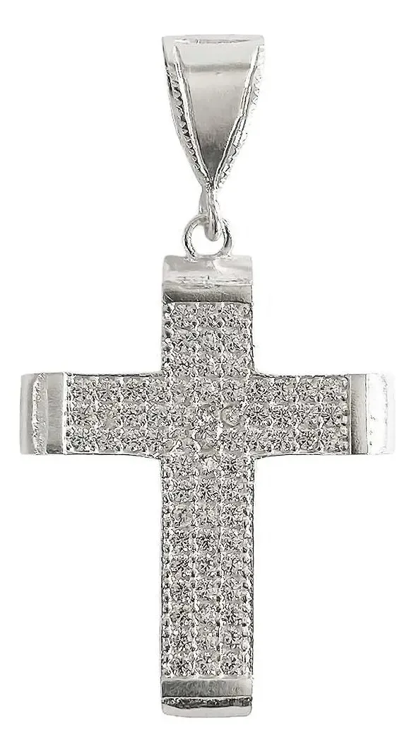 Dije cruz de Plata .925 para hombre con Zirconia, un crucifijo de plata mexicana para hombre y colgante religioso de joyería