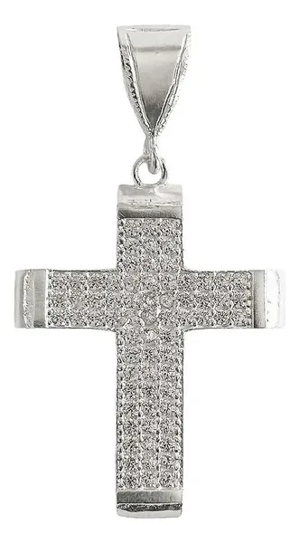Dije Cruz de Plata Ley 925 con Zirconia para Hombre Estilo Religioso - Imagen 1