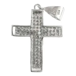 Dije Cruz de Plata Ley 925 con Zirconia para Hombre Estilo Religioso - Imagen 2