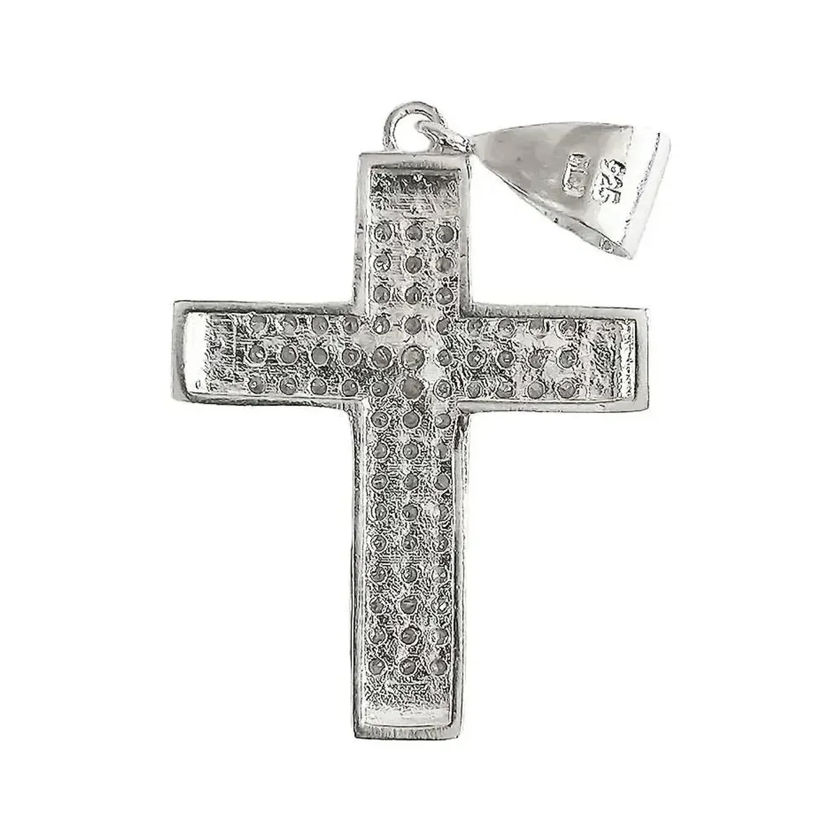 Dije Cruz de Plata Ley 925 con Zirconia para Hombre Estilo Religioso - Imagen 2