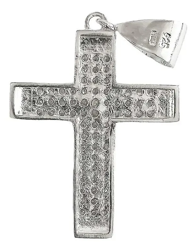 Dije Cruz de Plata Ley 925 con Zirconia para Hombre Estilo Religioso - Imagen 1