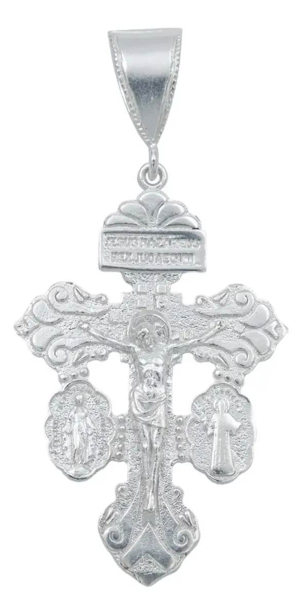 Dije Cruz del Perdón San Benito Plata Ley 999 unisex - Joyaris joyería fina mexicana