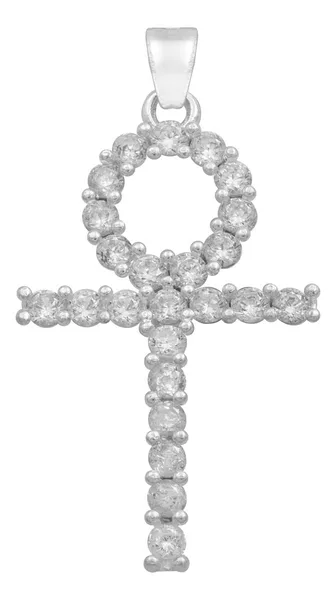 Dije Cruz Egipcia Ankh Plata 925 Zirconias Blancas para Hombre - Imagen 1