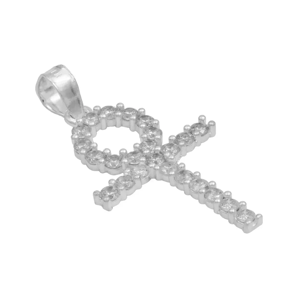 Dije Cruz Egipcia Ankh Plata 925 Zirconias Blancas para Hombre - Imagen 3