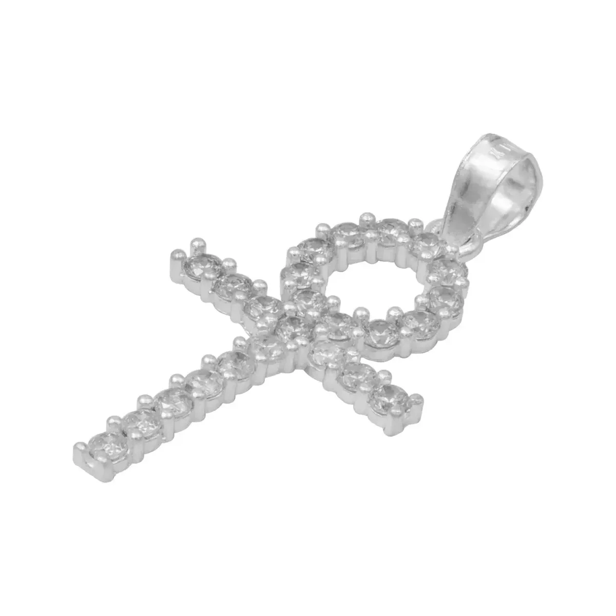 Dije Cruz Egipcia Ankh Plata 925 Zirconias Blancas para Hombre - Imagen 4