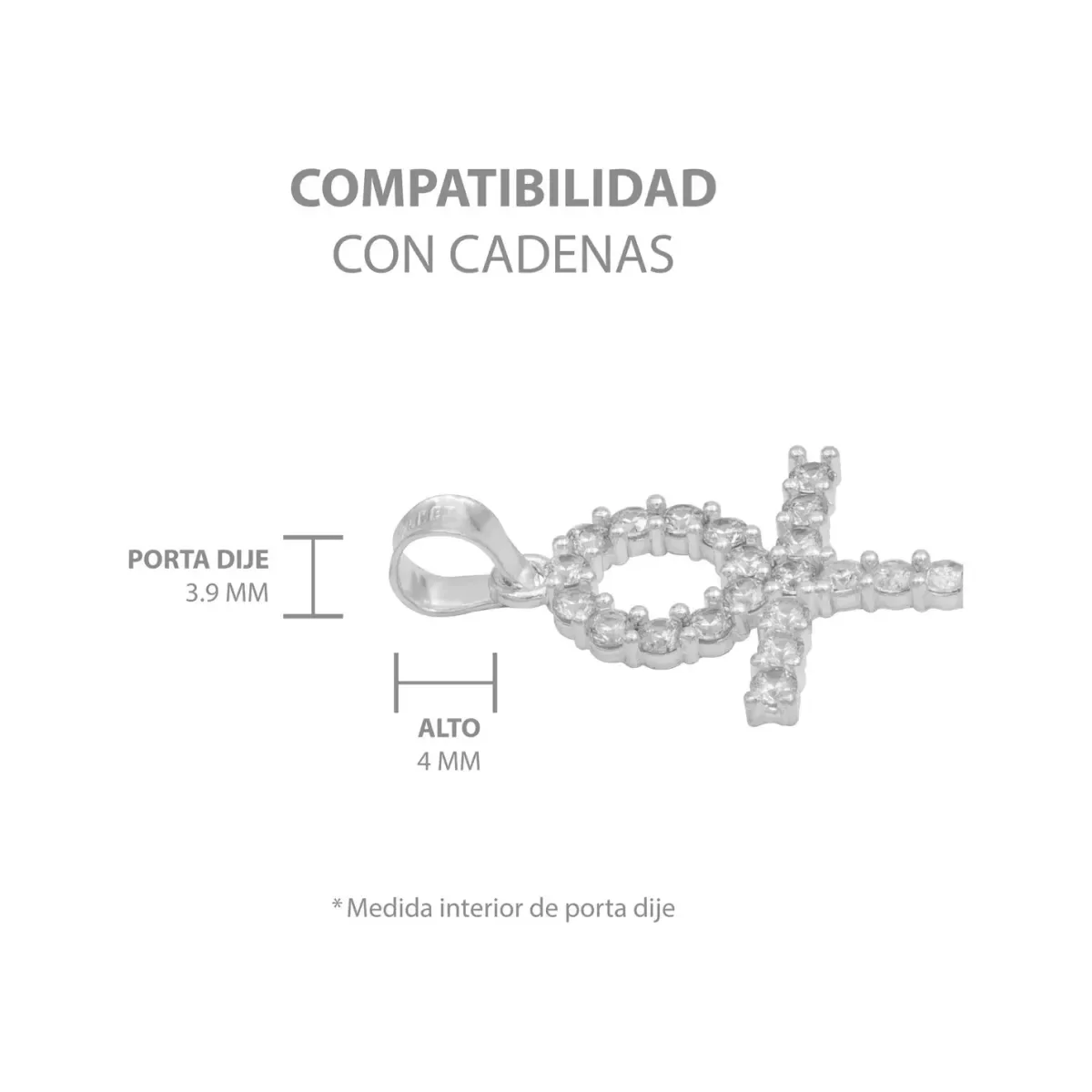 Dije Cruz Egipcia Ankh Plata 925 Zirconias Blancas para Hombre - Imagen 6
