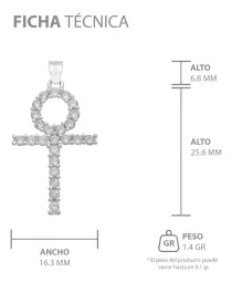 Dije Cruz Egipcia Ankh Plata 925 Zirconias Blancas para Hombre - Imagen 7