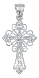 Dije Cruz Grande Diamantada Plata 925 Zirconias Baguette Unisex - Imagen 1