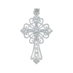 Dije Cruz Grande Diamantada Plata 925 Zirconias Baguette Unisex - Imagen 2