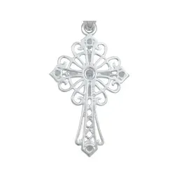 Dije Cruz Grande Diamantada Plata 925 Zirconias Baguette Unisex - Imagen 4