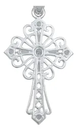 Dije Cruz Grande Diamantada Plata 925 Zirconias Baguette Unisex - Imagen 4